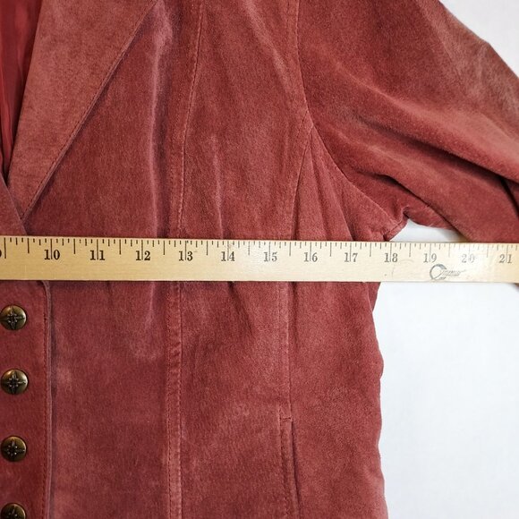 Live a Little Suede Leather Jacket Women's M Rose Pink Snap Front Lined Y2K VTG - Picture 12 of 16